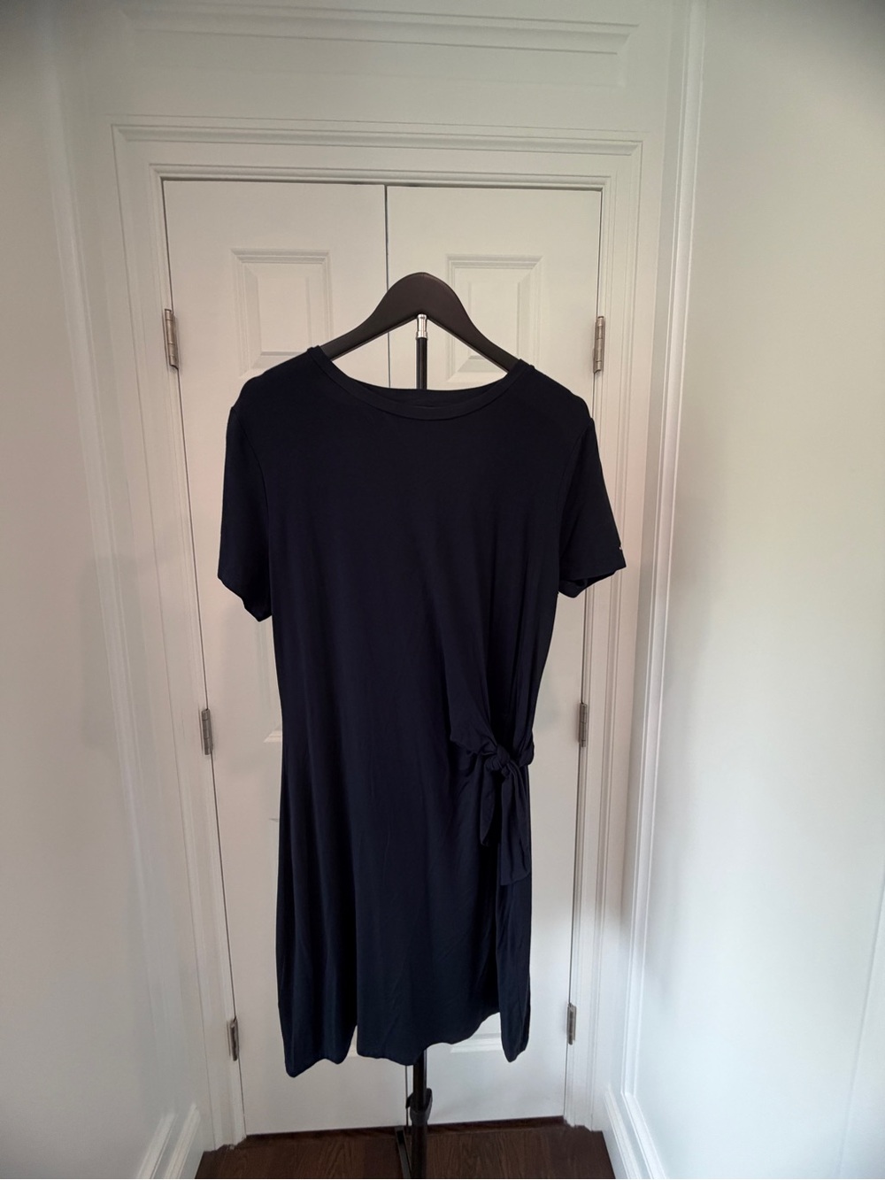 Tommy Hilfiger Navy Side-Tie Short Sleeve Dress